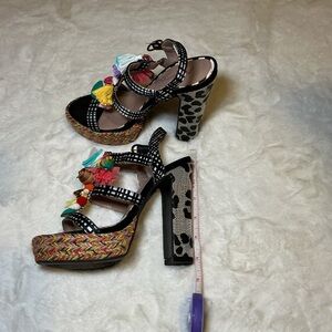 Betsey Johnson Colorful Tassel Platform Heels